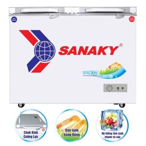 Tủ đông mặt kính cường lực Sanaky 220 Lít VH-2899W2K