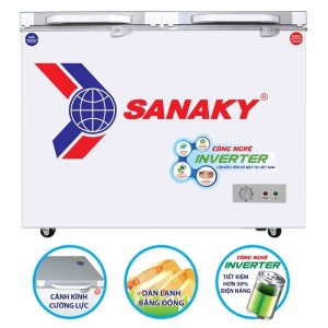 Tủ đông mặt kính cường lực Sanaky Inverter 270 Lít VH-3699A4K