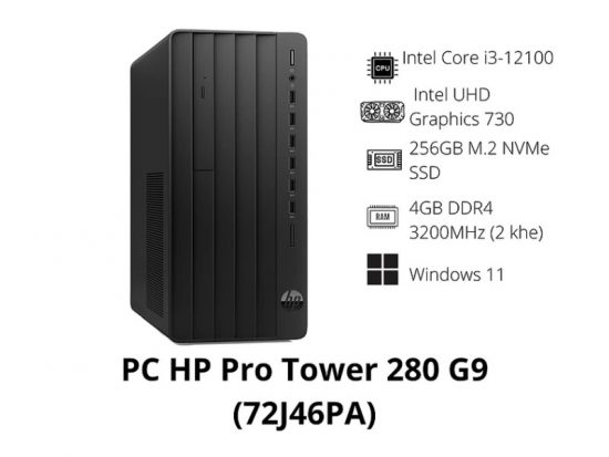PC HP Pro Tower 280 G9 PCI 72J46PA (Core i3-12100,R4,SSD 256GB)