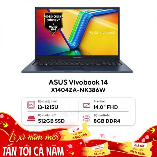 Laptop Asus Vivobook 14 X1404ZA-NK386W i3 8GB 512GB