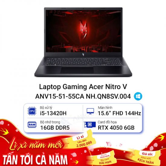 Laptop Gaming Acer Nitro V ANV15-51-55CA NH.QN8SV.004