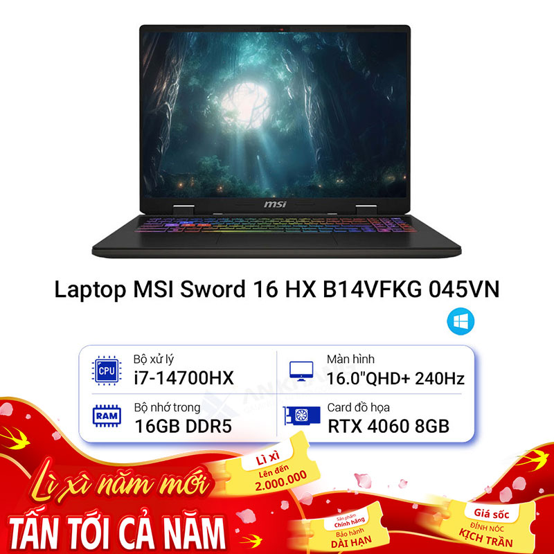 Laptop MSI Sword 16 HX B14VFKG 045VN