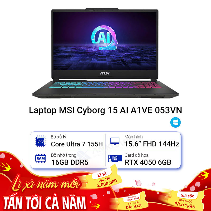 Laptop MSI Cyborg 15 AI A1VEK-053VN