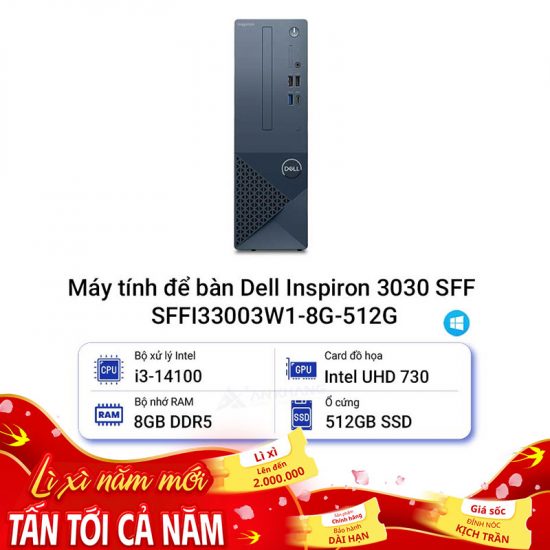 Máy tính để bàn Dell Inspiron 3030 SFF SFFI33003W1-8G-512G