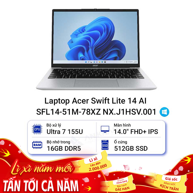 Laptop Acer Swift Lite 14 AI SFL14-51M-78XZ NX.J1HSV.001