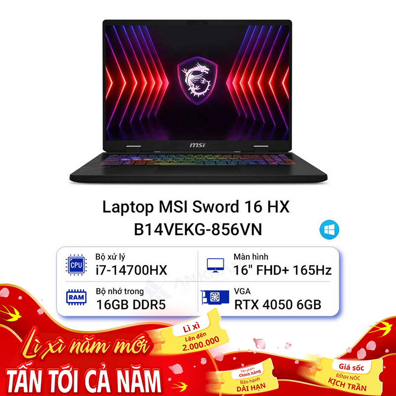 Laptop MSI Sword 16 HX B14VEKG-856VN