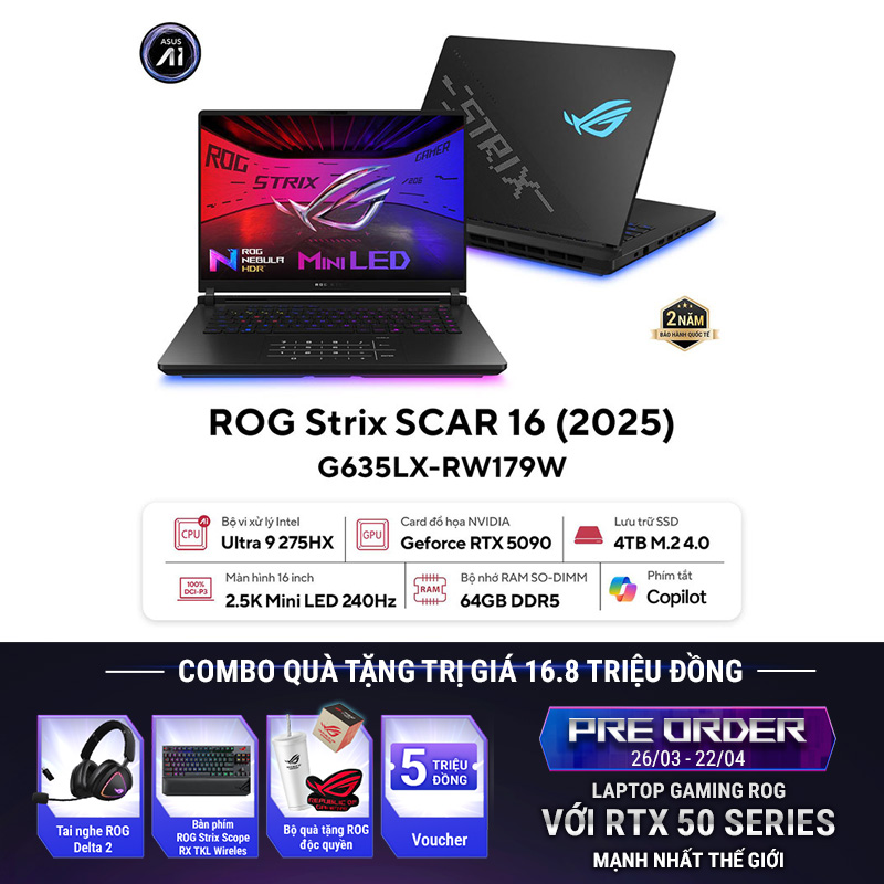 Laptop ASUS ROG Strix SCAR 16 G635LX-RW179W