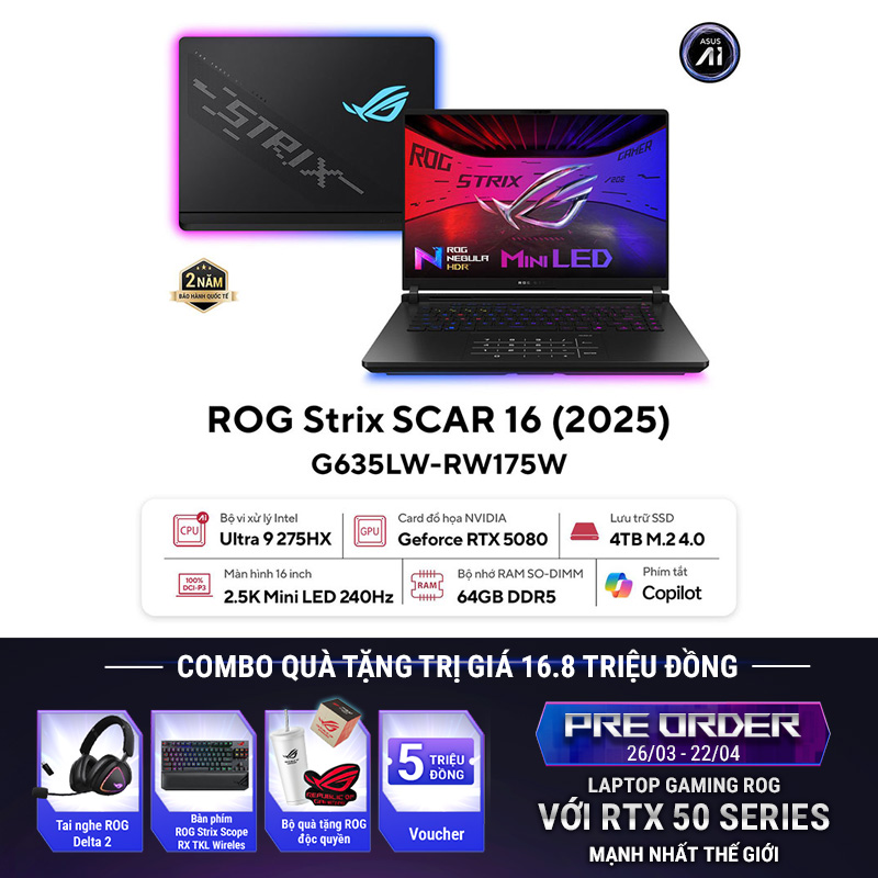 Laptop ASUS ROG Strix SCAR 16 G635LW-RW175W