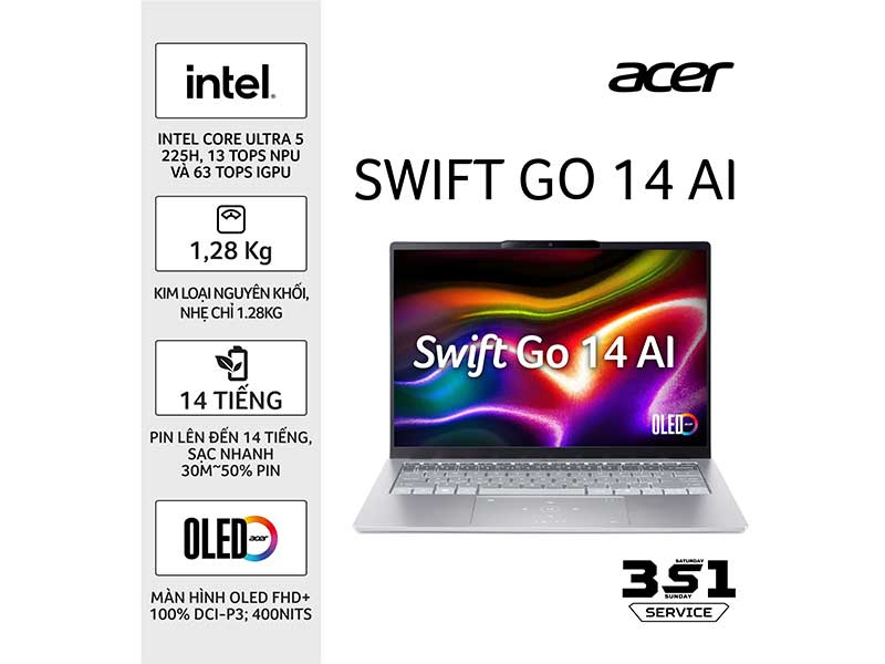 Laptop Acer Swift Go 14 AI SFG14-74-58FJ NX.JF8SV.005