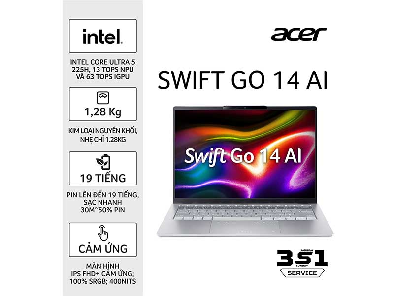 Laptop Acer Swift Go 14 AI SFG14-74T-55HD NX.JF9SV.001