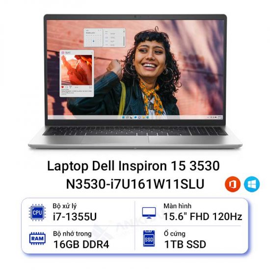 Laptop Dell Inspiron 15 3530 N3530-i7U161W11SLU (Core i7/16GB/1TB/15.6 inch FHD/Win11/Office 2024)