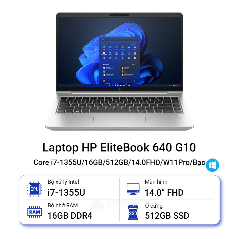 Laptop HP EliteBook 640 G10 Core i7-1355U/16GB/512GB/14.0FHD/W11Pro/Bạc