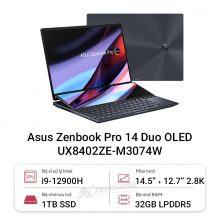 Laptop Asus Zenbook Pro 14 Duo OLED UX8402ZE-M3074W (i9-12900H | RAM 32GB |  SSD 1TB | 14.5inch 2.8K | RTX™ 3050Ti 4GB | WIN 11)