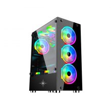 Vỏ case KENOO ESPORT K300 - 3F - Mầu Đen (sẵn 3 fan mầu RGB cố định)