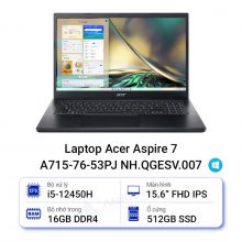 Laptop Acer Aspire 7 A715-76-53PJ NH.QGESV.007 (i5-12450H/16GB/512GB/15.6 inch FHD/Win11)
