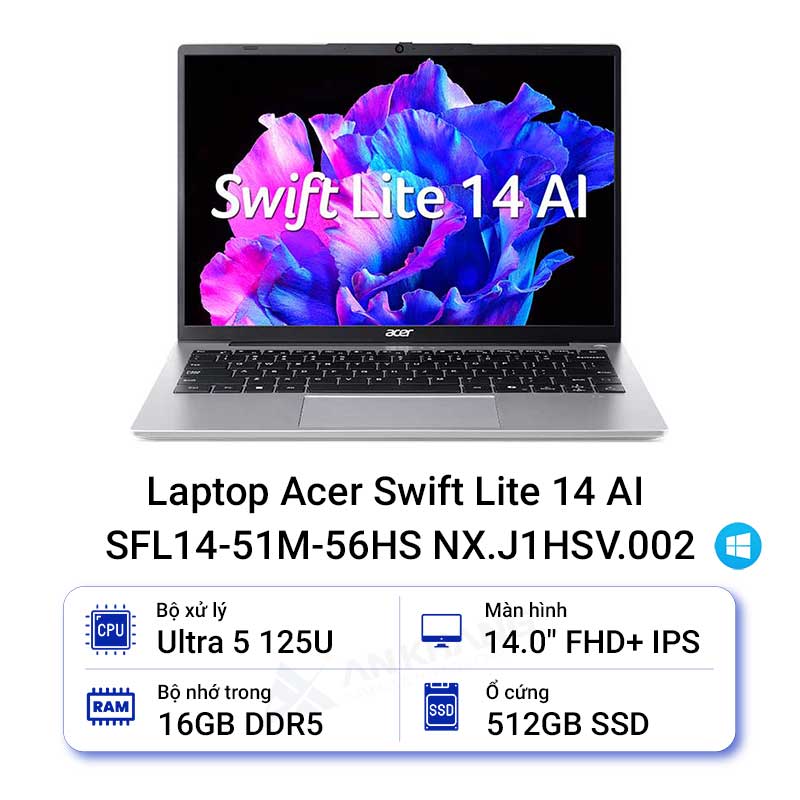 Laptop Acer Swift Lite 14 AI SFL14-51M-56HS NX.J1HSV.002 (Ultra 5 125U/16GB/512GB/14.0 inch FHD+/Win11)
