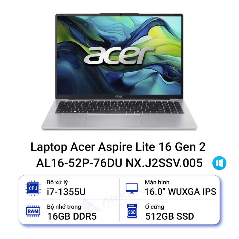 Laptop Acer Aspire Lite 16 Gen 2 AL16-52P-76DU NX.J2SSV.005