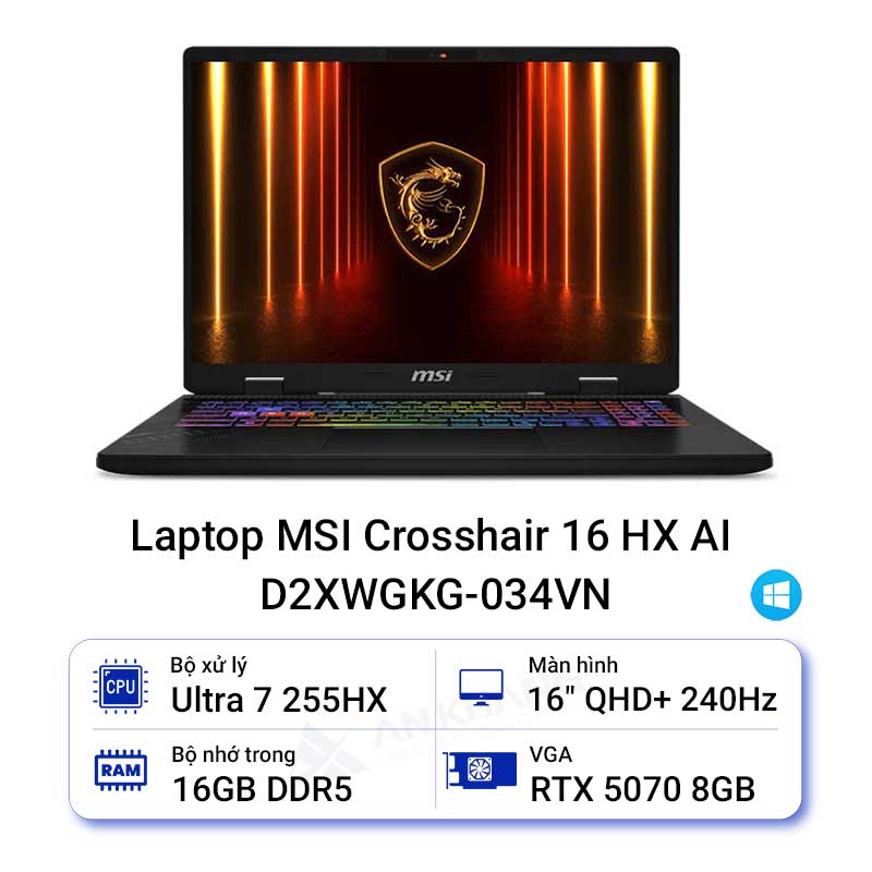 Laptop MSI Crosshair 16 HX AI D2XWGKG-034VN
