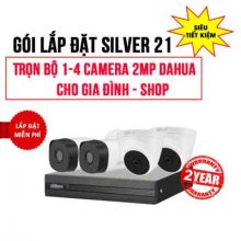 Trọn bộ 1-4 camera DAHUA HD1080P cho Gia đình - Shop (Gói Silver 21)