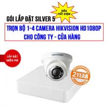 Trọn bộ 1-4 camera HIKVISION 2MP cho Shop - Nhà thuốc (Gói Silver 5)