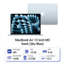 MacBook Air 13 inch M5 10CPU/8GPU/16GB/512GB - Sky Blue (MDHH4SA/A)