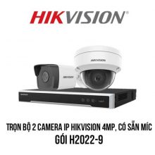 Trọn bộ 2 camera IP Hikvision 4MP Có Sẵn Míc