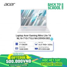 Laptop Acer Gaming Nitro Lite 16 NL16-71G-71UJ NH.D59SV.002 (i7-13620H/16GB/512GB/RTX 3050 6GB/16inch FHD+ 165Hz/3cell/Win11)